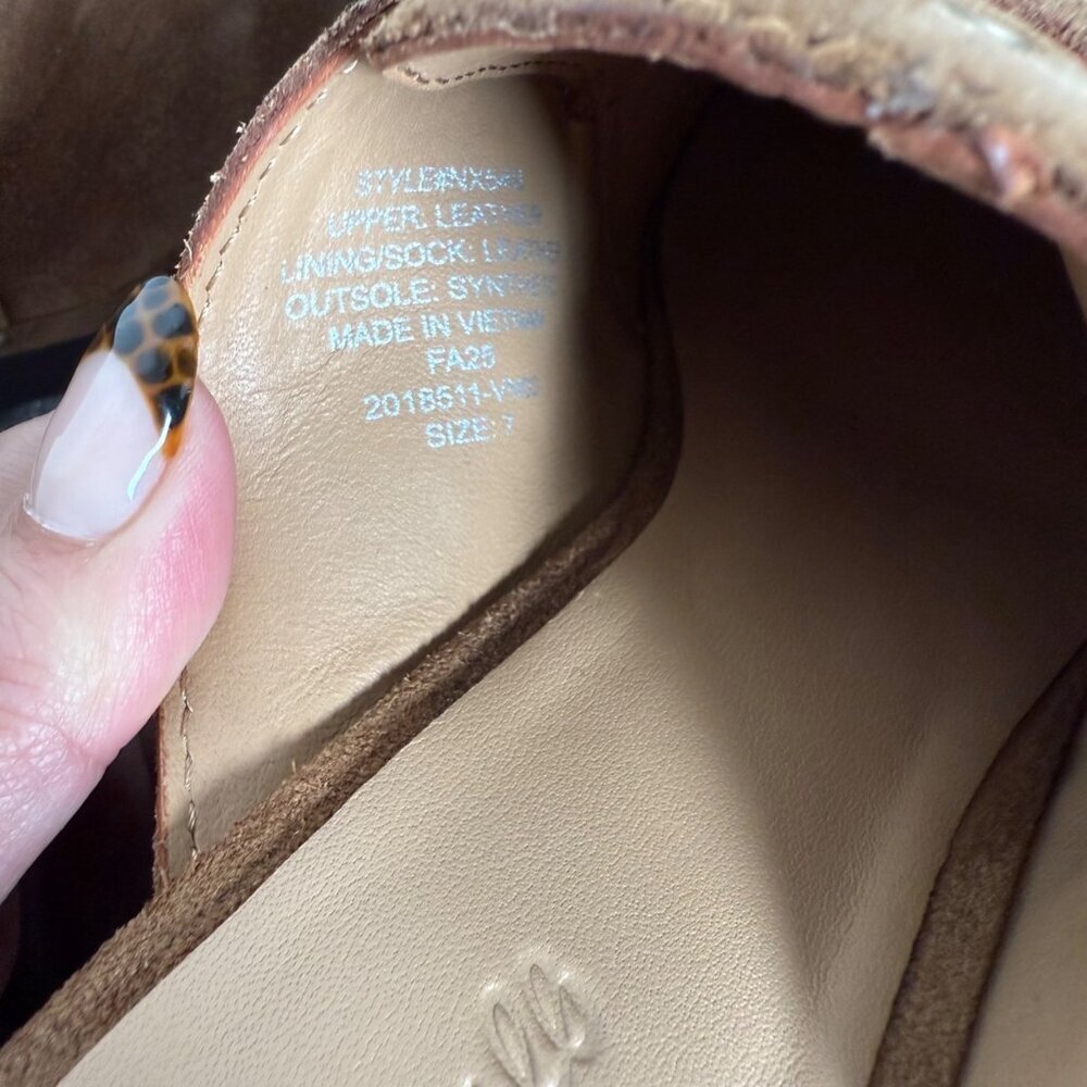 Madewell The Wes Buckle-Strap Clog Brown Suede Gold Studded Heels Platform 7 - Picture 6 of 16